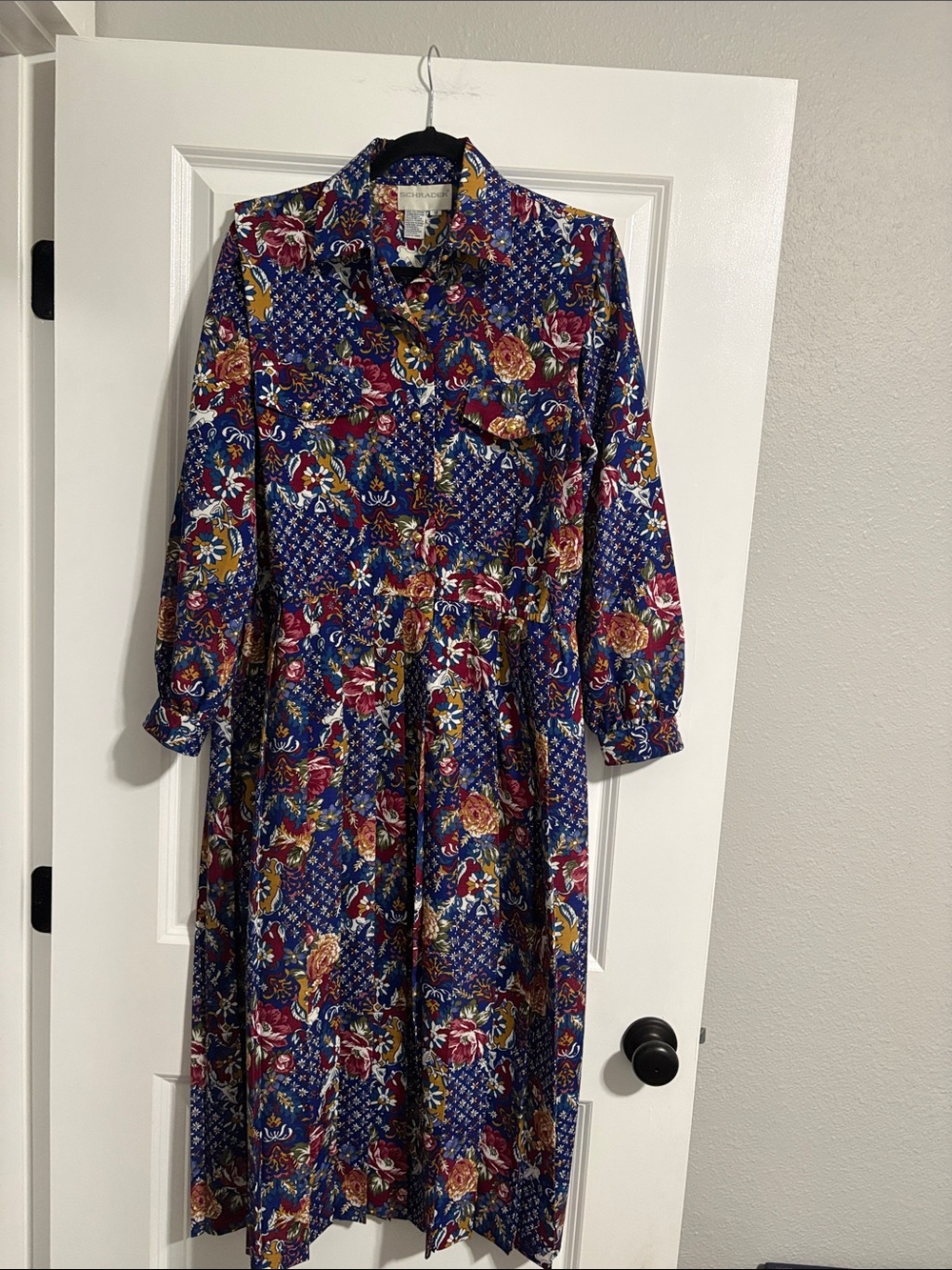 Schrader Floral Button-Up Dress- Blue Multi